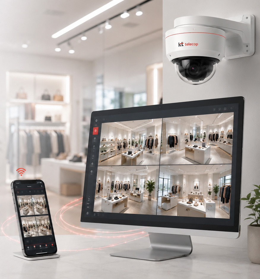 CCTV추천 모델인 KT V-Cam 500만 화소 카메라와 스마트폰 실시간 연동 화면